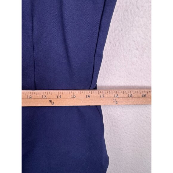 Banana Republic Cross back Ponte Midi Dress modest navy with pockets sz 14 - Picture 6 of 11